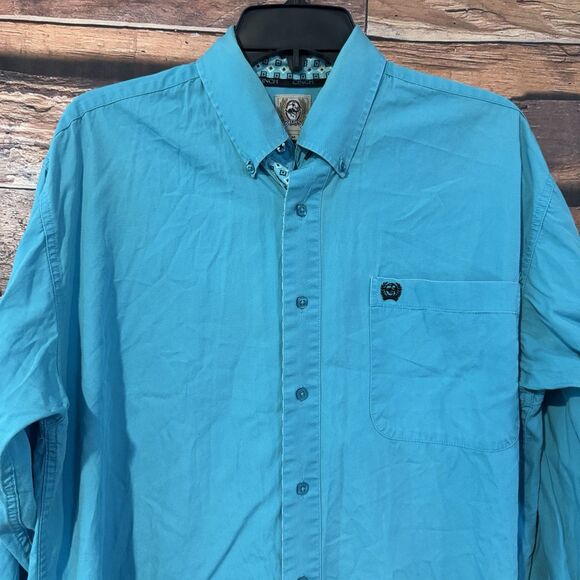 Cinch Western Shirt Medium Men’s Blue Flip Cuff Long Sleeve Button Down Cowboy - Picture 2 of 8